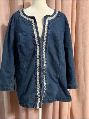 Denim Jean Jacket with Sequin Trim